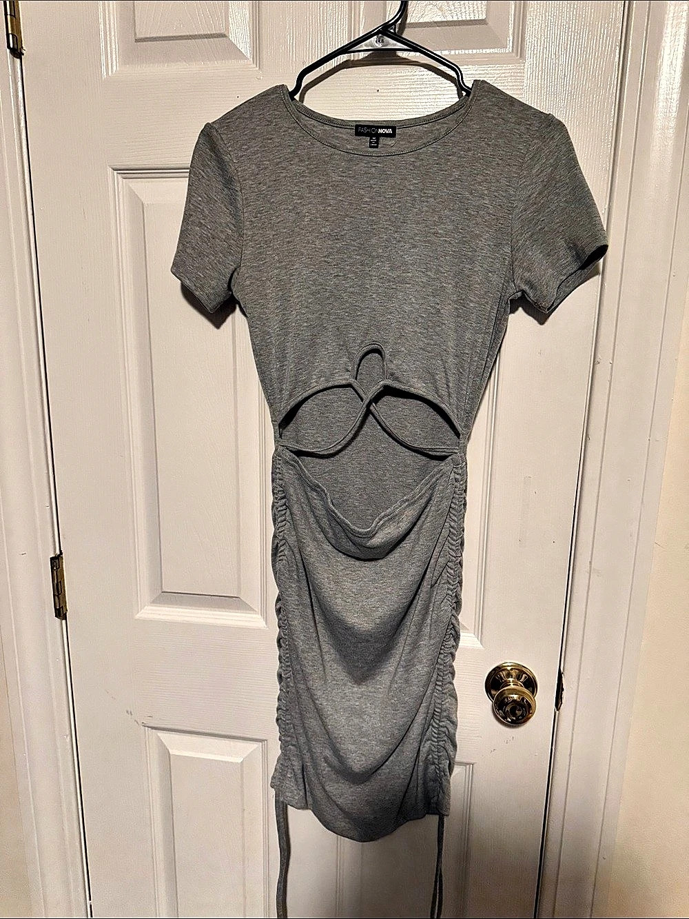 Fashion Nova Ruched Mini Dress in Gray Size Medium Like New